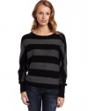 BCBGMAXAZRIA Women's Camille Striped Boat Neck Pullover, Grey, Medium