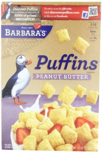 Barbara's Bakery Peanut Butter Puffins Cereal, 11-Ounce Boxes (Pack of 4)