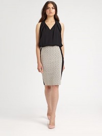 A contrasting side panel outlines this glam lace pencil skirt.Side zipperAbout 23 from natural waistCotton/LyocellDry cleanImportedModel shown is 5'10 (177cm) wearing US size 4. A contrasting side panel outlines this glam lace pencil skirt.Side zipperAbout 23 from natural waistCotton/LyocellDry cleanImportedModel shown is 5'10 (177cm) wearing US size 4.