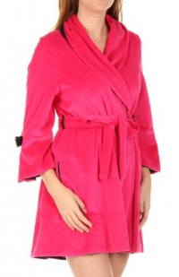 Betsey Johnson Women's Velour Robe With Satin Rosettes Betsey Johnson Women's Velour Robe With Satin Rosettes
