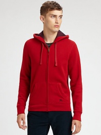 Soft heathered jersey in a casual zip-front essential, styled with signature check lining.Zip-frontAttached drawstring hoodWaist kangaroo pockets60% cotton/40% polyesterDry cleanImported Soft heathered jersey in a casual zip-front essential, styled with signature check lining.Zip-frontAttached drawstring hoodWaist kangaroo pockets60% cotton/40% polyesterDry cleanImported