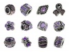 Purple Pandora Style Birthstone Charms [12] European Antique Silver Crystal Rhinestone Bracelet Spacer Beads, Bulk Lot of Twelve Spacers for Bracelets and Necklaces, Compatible Fit with Add a Bead Charm Jewelry Like Trollbeads Chamilia Biagi Pugster Capri