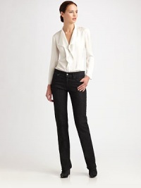 A classic five-pocket denim style, woven with a touch of cashmere for luxurious softness.Self waistband with belt loopsZip fly with button closureFive-pocket styleSignature back patchInseam, about 3493% cotton/6% cashmere/1% elastaneDry cleanImportedModel shown is 5'10½ (177cm) wearing US size 4. A classic five-pocket denim style, woven with a touch of cashmere for luxurious softness.Self waistband with belt loopsZip fly with button closureFive-pocket styleSignature back patchInseam, about 3493% cotton/6% cashmere/1% elastaneDry cleanImportedModel shown is 5'10½ (177cm) wearing US size 4.
