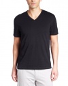 John Varvatos Men's Star USA Short Sleeve V-Neck Tee, Black, Large