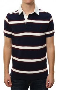 Polo Ralph Lauren Men's Small Pony Embroidered Striped T-Shirt Navy Blue Polo Ralph Lauren Men's Small Pony Embroidered Striped T-Shirt Navy Blue