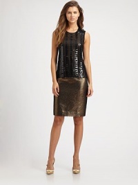 Destined to make a statement this season, a shimmering skirt with shaping darts offering an impeccable fit.Waist dartsConcealed back zipperFully linedAbout 24 longBody: acrylic/polyester/metallic threadTrim: polyesterDry cleanImported Model shown is 5'10 (177cm) wearing US size 4. Destined to make a statement this season, a shimmering skirt with shaping darts offering an impeccable fit.Waist dartsConcealed back zipperFully linedAbout 24 longBody: acrylic/polyester/metallic threadTrim: polyesterDry cleanImported Model shown is 5'10 (177cm) wearing US size 4.