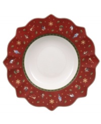 Play up the fun with this Toy's Delight rim soup bowl from Villeroy & Boch. Fine porcelain in a playfully ruffled shape is trimmed with intricate patterns, classic toys and festive decorations to create a magical holiday setting. Play up the fun with this Toy's Delight rim soup bowl from Villeroy & Boch. Fine porcelain in a playfully ruffled shape is trimmed with intricate patterns, classic toys and festive decorations to create a magical holiday setting.