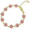 Lily Nily Children's 18k Gold Overlay Pink Enamel Flowers Bracelet