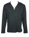 Alfani Mens Deep Slim Fit V Neck LS Henley Shirt