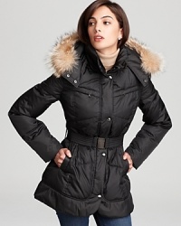 With a lush fur ruff, removable hood and utilitarian details, this Marc New York belted jacket is a no-fail choice for the winter and perfect for workdays and weekends alike. With a lush fur ruff, removable hood and utilitarian details, this Marc New York belted jacket is a no-fail choice for the winter and perfect for workdays and weekends alike.