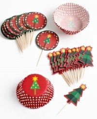 Trees for all! Whip up a batch of your favorite cupcakes and top them off with this cupcake & liner set. Emblazoned with festive Christmas trees, each liner & topper makes your sweet treats look as great as they taste. Trees for all! Whip up a batch of your favorite cupcakes and top them off with this cupcake & liner set. Emblazoned with festive Christmas trees, each liner & topper makes your sweet treats look as great as they taste.