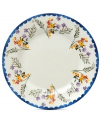 Freshen up. Colorful wildflowers scatter on the Scallop Floral salad plate, a charming addition to country settings from Marcela for Prima Design. With dainty blue trim. Freshen up. Colorful wildflowers scatter on the Scallop Floral salad plate, a charming addition to country settings from Marcela for Prima Design. With dainty blue trim.