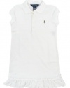 Ralph Lauren Girls Mesh Pony Logo Polo Dress - XL (16) - White