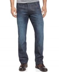 A slim, straight fit and a medium wash make these versatile Levi's blues a cool complement to any guy's off-the-clock lineup. (Clearance) A slim, straight fit and a medium wash make these versatile Levi's blues a cool complement to any guy's off-the-clock lineup. (Clearance)