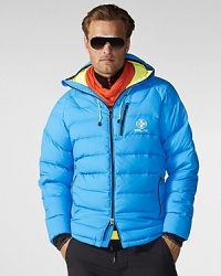 Created to conquer nature's most extreme demands, this performance-driven down jacket embodies contemporary design in a bright neon hue. Created to conquer nature's most extreme demands, this performance-driven down jacket embodies contemporary design in a bright neon hue.