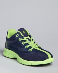 This updated sneaker from Ralph Lauren Childrenswear blends textile and nylon panels with a sleek molded outsole for a speedy, sporty look they'll love. This updated sneaker from Ralph Lauren Childrenswear blends textile and nylon panels with a sleek molded outsole for a speedy, sporty look they'll love.