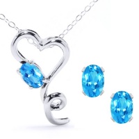 2.45 Ct Blue Topaz Heart Shape Pendant Earrings 925 Sterling Silver Set 18 2.45 Ct Blue Topaz Heart Shape Pendant Earrings 925 Sterling Silver Set 18