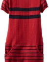 Nautica Sportswear Kids Girls 2-6X Short Sleeve Sweater Dress, Deep Red, 4