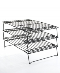 Treat yourself to a tower of your favorite baked goods! Nonstick, stackable cooling racks save counter space and create even more room to set out your culinary creations. Three tiers made from sturdy steel wires hold both large and small treats, promote airflow for a proper cooling and clean up fast in the dishwasher. Limited warranty. Treat yourself to a tower of your favorite baked goods! Nonstick, stackable cooling racks save counter space and create even more room to set out your culinary creations. Three tiers made from sturdy steel wires hold both large and small treats, promote airflow for a proper cooling and clean up fast in the dishwasher. Limited warranty.