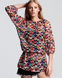 Be the life of the pool party. Profile's printed silk tunic makes a seaside statement worn with flat sandals and a straw hat. Be the life of the pool party. Profile's printed silk tunic makes a seaside statement worn with flat sandals and a straw hat.
