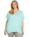 Calvin Klein Performance Women's Plus Size Distressed Fleece Circle Pullover Top