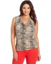 Calvin Klein Women's Plus-Size Print Cowl Neck Top