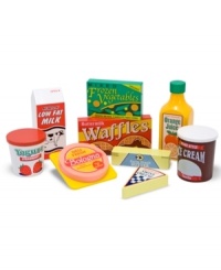 Here is a parcel of the food your little chef needs to keep chilled for delicious food play. Nine wooden pieces include orange juice, waffles, milk, ice cream, cheese, yogurt, frozen vegetables and butter. Extra learning fun is provided when deciding whether to put a particular item in the freezer or the fridge. Here is a parcel of the food your little chef needs to keep chilled for delicious food play. Nine wooden pieces include orange juice, waffles, milk, ice cream, cheese, yogurt, frozen vegetables and butter. Extra learning fun is provided when deciding whether to put a particular item in the freezer or the fridge.