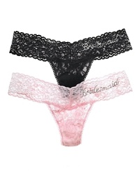 Soft stretchy low rise thong with cotton gusset and clear Swarovski crystals that spell out Bridesmaid on the front hip. Perfect for bridal party gifts! Style #491031 Soft stretchy low rise thong with cotton gusset and clear Swarovski crystals that spell out Bridesmaid on the front hip. Perfect for bridal party gifts! Style #491031