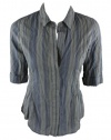 Standard James Perse Womens Olive Blue Stripe Contrast Shirt Top 1