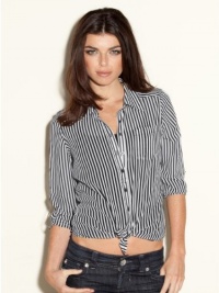 GUESS Ferris Long-Sleeve Striped Top, JET BLACK/TRUE WHITE (SMALL) GUESS Ferris Long-Sleeve Striped Top, JET BLACK/TRUE WHITE (SMALL)