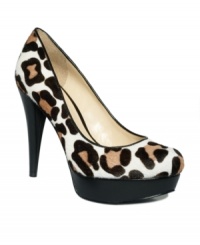 For fashionistas and newcomers alike: The Adriene pumps by GUESS feature a combination of textures and eye-catching elevation. For fashionistas and newcomers alike: The Adriene pumps by GUESS feature a combination of textures and eye-catching elevation.