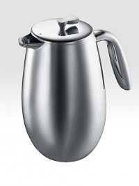 A beautiful extension of the classic COLUMBIA line that combines stunning elegance of form with the best materials for perfect function. This elegant French press coffee maker also doubles as an insulated thermos: coffee stays hot and fresh for up to two hours.3-part stainless steel plungerFine mesh filter8-cup/34-oz. capacityStainless-steel frame8.6 X 7Dishwasher safeImported A beautiful extension of the classic COLUMBIA line that combines stunning elegance of form with the best materials for perfect function. This elegant French press coffee maker also doubles as an insulated thermos: coffee stays hot and fresh for up to two hours.3-part stainless steel plungerFine mesh filter8-cup/34-oz. capacityStainless-steel frame8.6 X 7Dishwasher safeImported