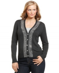 Get standout style this season with MICHAEL Michael Kors' plus size cardigan, featuring an embellished front. Get standout style this season with MICHAEL Michael Kors' plus size cardigan, featuring an embellished front.