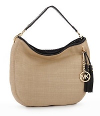 Michael Kors Bennet Large Shoulder Canvas/Straw Bag, Natural/Black Michael Kors Bennet Large Shoulder Canvas/Straw Bag, Natural/Black