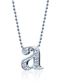 Alex Woo Little Letters Diamond and 14k White Gold Letter A Pendant Necklace, 16