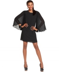 Pleated dolman sleeves add drama to this MM Couture little black dress for a stylish soiree statement! Pleated dolman sleeves add drama to this MM Couture little black dress for a stylish soiree statement!
