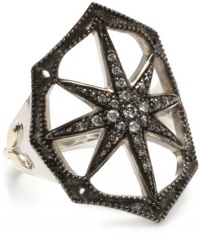 Mizuki Blackened Sterling Silver and Diamond Outlined Web Starburst Ring Mizuki Blackened Sterling Silver and Diamond Outlined Web Starburst Ring