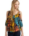 THE LOOKMulticolor leaf printScoopneckCutout shouldersThree-quarter length sleeves with elastic cuffsCurved hemTHE FITAbout 25 from shoulder to hemTHE MATERIALSilkCARE & ORIGINDry cleanMade in USAModel shown is 5'8 (172½cm) wearing US size Small. 