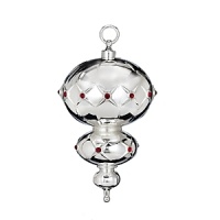 Gleaming in polished silver plate, this sculptural ornament is detailed with twinkling crystal stones for a look that's festive and traditional. Gleaming in polished silver plate, this sculptural ornament is detailed with twinkling crystal stones for a look that's festive and traditional.