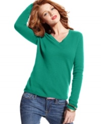 The softest cashmere in a flattering V-neck silhouette makes this petite sweater from Charter Club a must-have. The softest cashmere in a flattering V-neck silhouette makes this petite sweater from Charter Club a must-have.