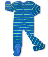 Leveret Footed Striped Blue & Green Fleece Pajama Sleeper (Size 6m-5t) Leveret Footed Striped Blue & Green Fleece Pajama Sleeper (Size 6m-5t)