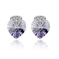 White Gold Swarovski Elements Crystal Heart Solitaire Studded Earrings White Gold Swarovski Elements Crystal Heart Solitaire Studded Earrings