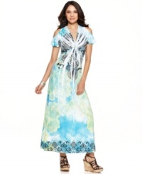 Exotic prints, bright color and sexy cutouts -- One World's maxi dress puts a fresh spin on a summer staple piece! Exotic prints, bright color and sexy cutouts -- One World's maxi dress puts a fresh spin on a summer staple piece!
