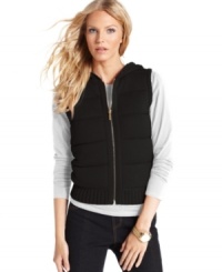 Go casual and evoke the epitome of cool in MICHAEL Michael Kors hooded vest. Add a colorful long-sleeve tee to complete the look. Go casual and evoke the epitome of cool in MICHAEL Michael Kors hooded vest. Add a colorful long-sleeve tee to complete the look.