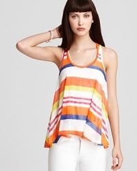 Color-soaked stripes embolden this Vintage Havana tank, cut in a flared silhouette for swingy movement. Color-soaked stripes embolden this Vintage Havana tank, cut in a flared silhouette for swingy movement.