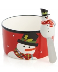 Smallest details set the mood for holiday cheer. Oneida snowman dip server and matching spreader from the Christmas Cut-Outs collection serves up festive mood for all to enjoy. Smallest details set the mood for holiday cheer. Oneida snowman dip server and matching spreader from the Christmas Cut-Outs collection serves up festive mood for all to enjoy.