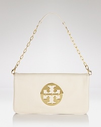 Get spotted on the street carrying this leather clutch from Tory Burch. Detailed with the brand's logo, it's an effortless way to ease into evening.