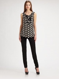 EXCLUSIVELY AT SAKS. Playful circular punto appliqués add a subtly textural element to this printed silk style.Jewel necklineSleevelessCircle appliqués at the bibBack keyhole button closureSilkDry cleanImported of Italian fabricModel shown is 5'9½ (176cm) wearing US size 4. EXCLUSIVELY AT SAKS. Playful circular punto appliqués add a subtly textural element to this printed silk style.Jewel necklineSleevelessCircle appliqués at the bibBack keyhole button closureSilkDry cleanImported of Italian fabricModel shown is 5'9½ (176cm) wearing US size 4.