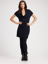 Timeless cashmere cowlneck with ribbed details and a forward seam. Cowlneck Short sleeves About 32 from shoulder to hem Cashmere Dry clean Imported Timeless cashmere cowlneck with ribbed details and a forward seam. Cowlneck Short sleeves About 32 from shoulder to hem Cashmere Dry clean Imported
