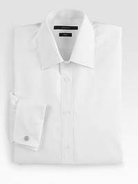 A tonal diamante print lends a signature touch to a classic dress shirt. Buttonfront Moderate spread collar Mother-of-pearl cufflinks Cotton Dry clean Made in Italy A tonal diamante print lends a signature touch to a classic dress shirt. Buttonfront Moderate spread collar Mother-of-pearl cufflinks Cotton Dry clean Made in Italy